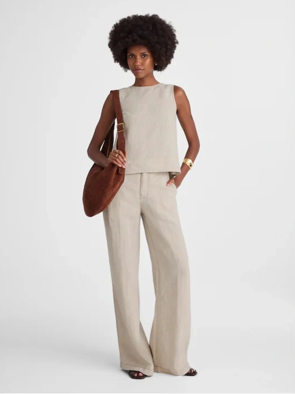 Eileen Fisher Organic Linen Delave Shell Cream Top Size XL - Picture 8 of 11